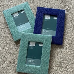 Creative Co-Op Beaded Picture Frame Set - Teal and Navy